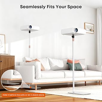 PUTORSEN Universal Projector Stand, Height Adjustable Floor Stand, White