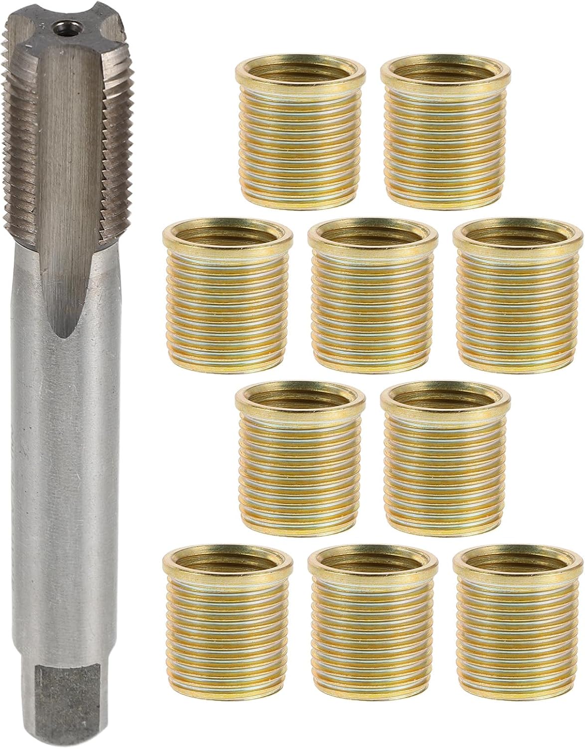 Yardwe 1 Set Spark Plug Thread Repair Kit: Cylinder Head Re-Thread Tools M14x1.25 Inserts - Automotive Engine Repair Tap Set M16x1.25 for Gasoline Engines Generators and Thread Hole Fixing