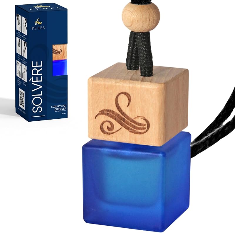 Ambientador de auto para hombre - Difusor de perfume inspirado en Solvère Home de Perfa | Fragancia de lujo - Frescura duradera con tecnología eliminadora de olores con clip de ventilación - Ideal para cualquier vehículo - 8 ml