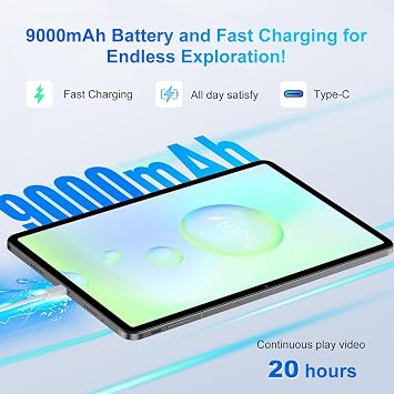 JIMTAB 2K Vivid Tablet, Smooth HD 4K Video 11 Android 14 Tablets, 18GB+128GB Octa Core Gaming Tablet, 3 Camera, Large 9000mAh, Hi-Res Stereo 4 Speakers, Split Screen, Face Recognition (Youth Green)