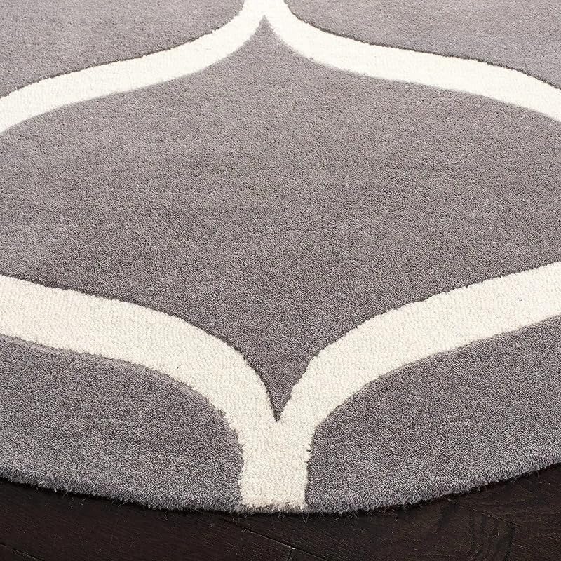 Image of Handmade Pure Woollen Carpet Collection for Hall with 1.0 inch inch Thickness 5 X 5 Feet - Round Grey CT