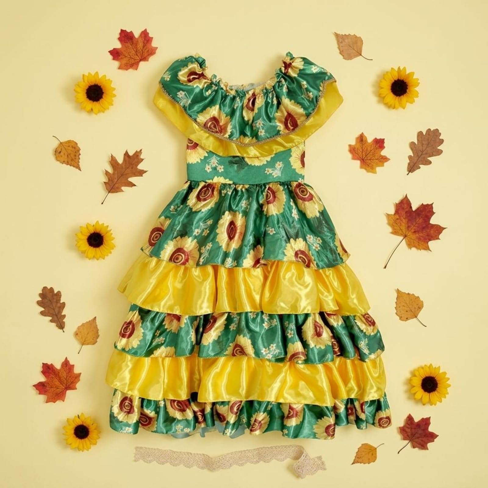 Vestido de Disfraz Infantil Vestido Traje Diseño Retro con Colores Contrastados y Caída con Movimiento Adecuado para Niñas de 3–8 Años en