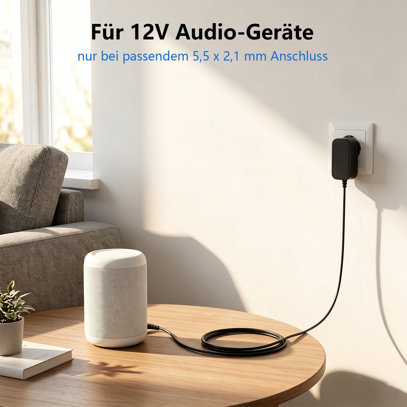 Zasilacz sieciowy 12 V 2 A 24 W z wtyczką drążoną DC 5,5 x 2,1 mm | Do taśm LED, kamer CCTV, DVR NVR, routera WLAN, TV Box