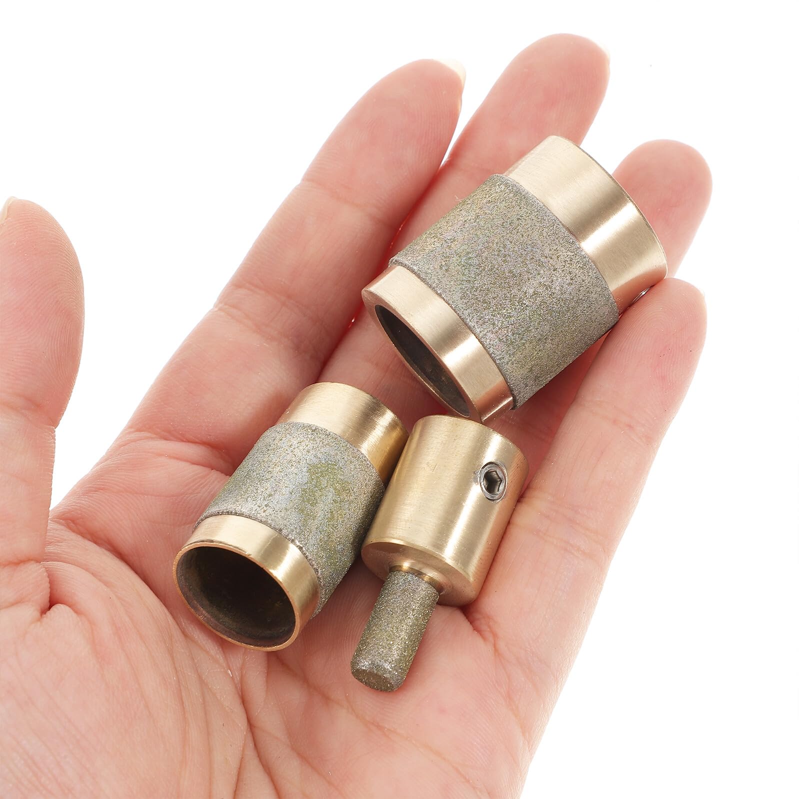 Brocas Para Vidrio y Muelas Abrasivas De Diamante, Kit 3 Piezas (1/4, 1 3/4), Núcleo De Cobre, Herramienta Para Pulir Vidrio y Vidrieras, Suministros Para Trabajos De Cristal, Uso Prolongado