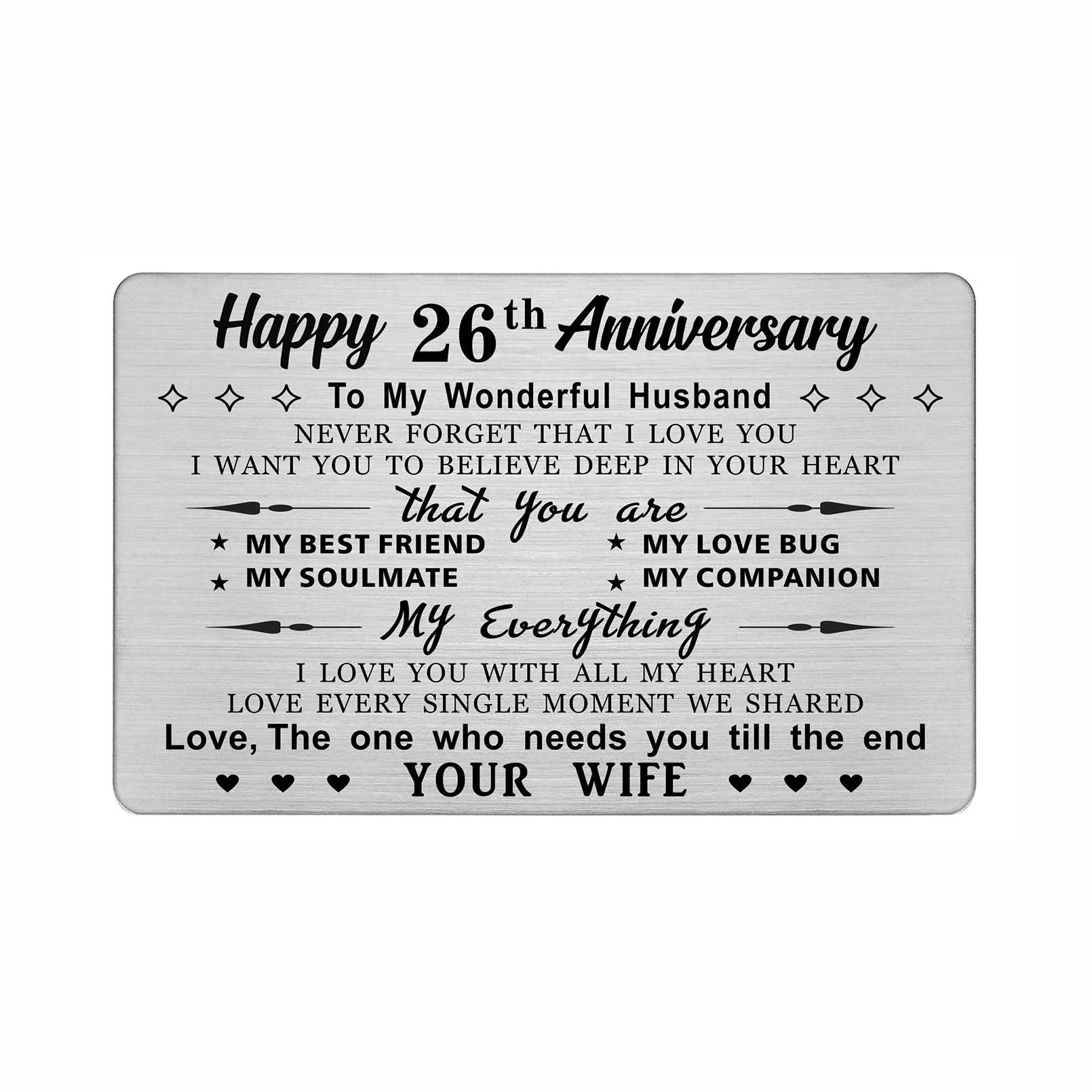DEGASKEN 26th Wedding Anniversary Card Husband Him, I Love You With All My Heart, 26 Year Metal Keepsake Gifts for Men โ image 1