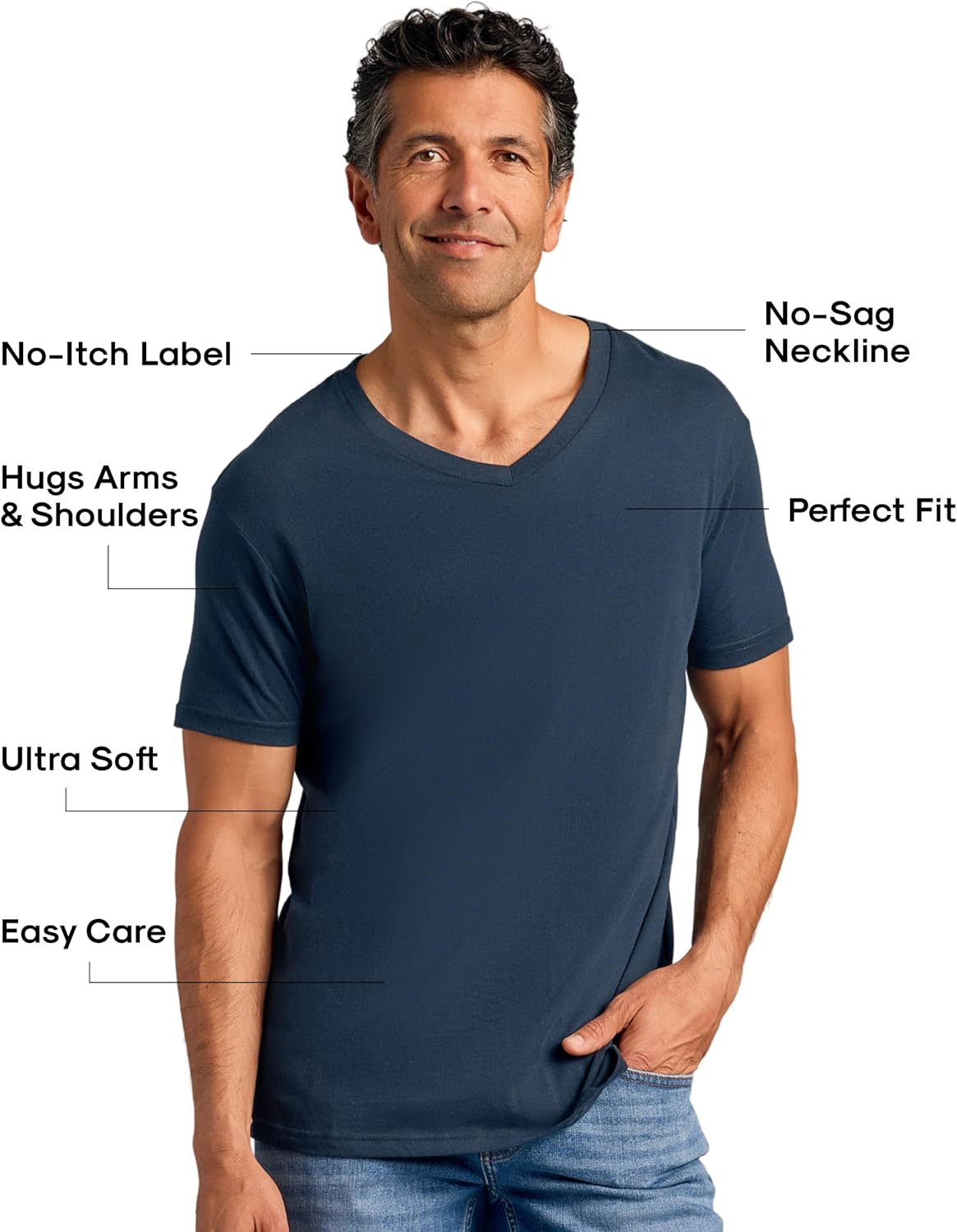 True Classic Mens V Neck T Shirts – Cotton V Neck Shirts for Men, V-Neck Mens T-Shirts and Undershirts for Men Pack/Singles - Image 2