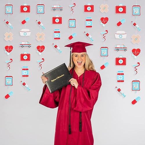 Miniatura 5 de Censen 8 guirnaldas de fiesta de enfermera, decoración de la semana de enfermería, médico, graduación, pancartas de papel, decoración colgante de