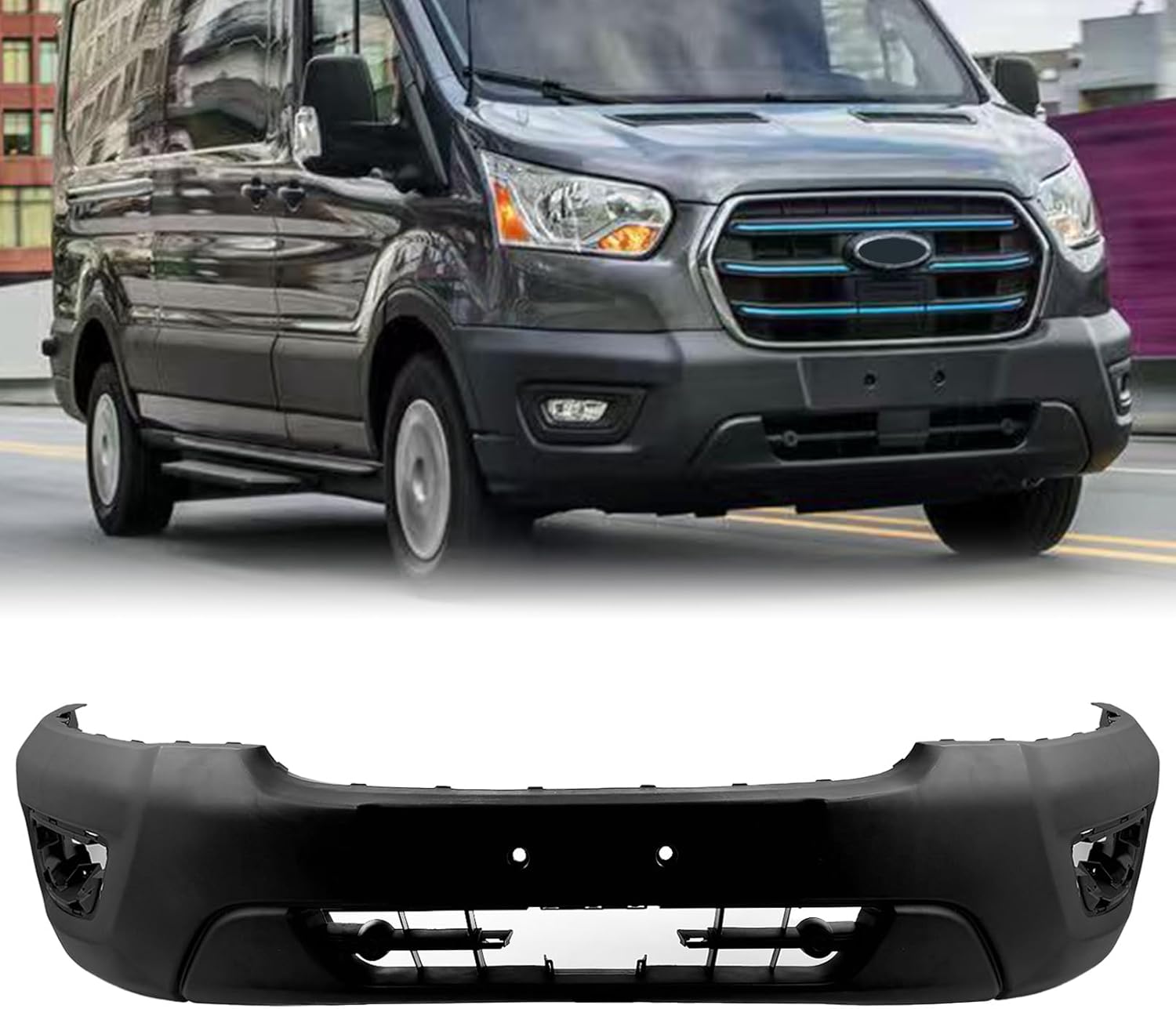 Front Lower Bumper Cover Fit For 2020-2024 Ford Transit 150 250 350/350HD Front Bumper Replacement For LK4Z17757AB; FO1015145