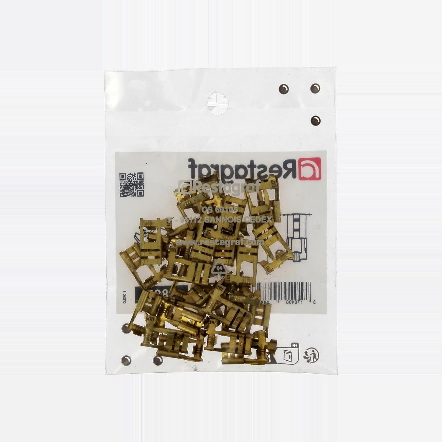 Restagraf Pack of 30 Brass Female Bare Flag Terminals - 6.35 mm x 0.8 mm - 1 to 2.5 mm2