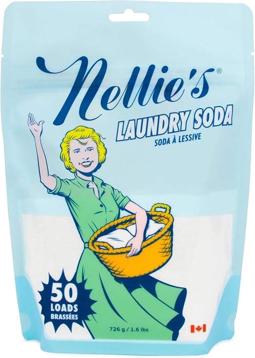 Nellie's Laundry Soda - Concentrated Laundry Detergent Powder - 50 Load Pouch - Fragrance-Free, Non-Toxic & Septic Safe - Dissolves Quickly & Rinses Residue-Free (Made in Canada)
