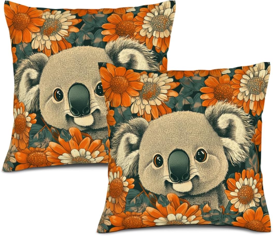 Spring Animal Floral Sphynx-Cat Pillow Covers 28x28 Inch Set of 2 Flowers Throw Pillow Case Spring Cushion Case for Home Sofa Living Room