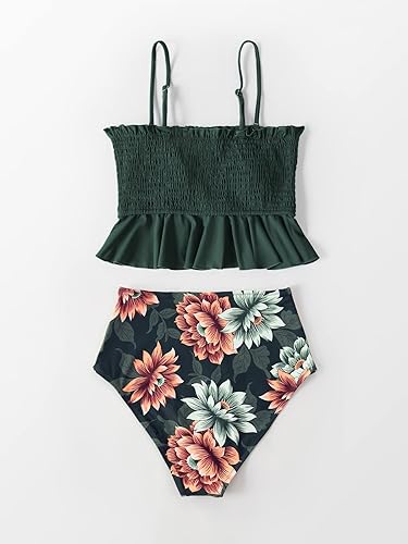 Miniatura 5 de CUPSHE - Traje de baño de dos piezas, de cintura alta y con estampado floral para mujer