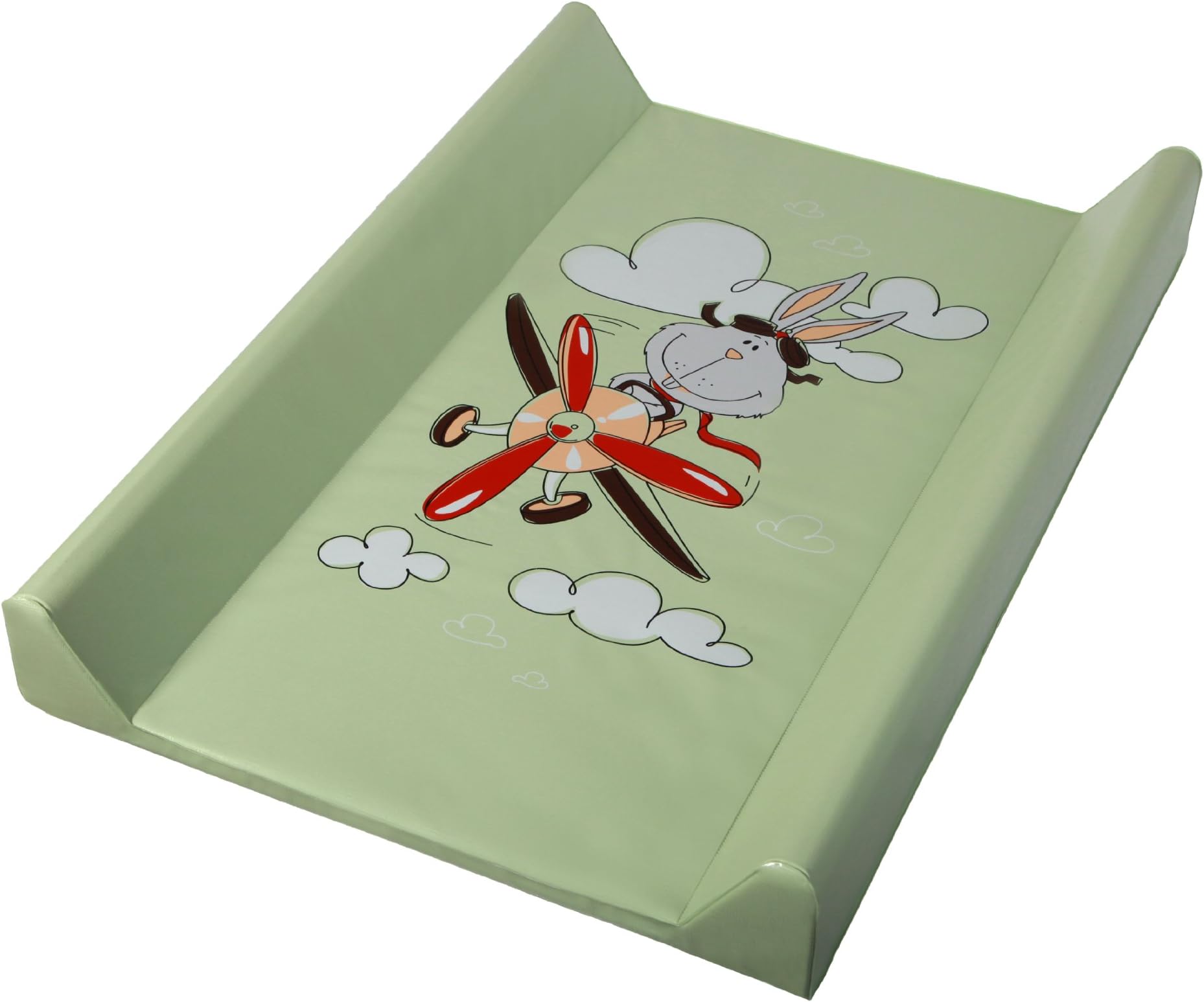 Changing Pad - Changing Mat - Changing Cover - Cotbed Changing Pad - Cot Bet Changing Mat - Changing Mat with hard base - Changing Table Top - Rabbit, Green, PVC, 70x50 cm