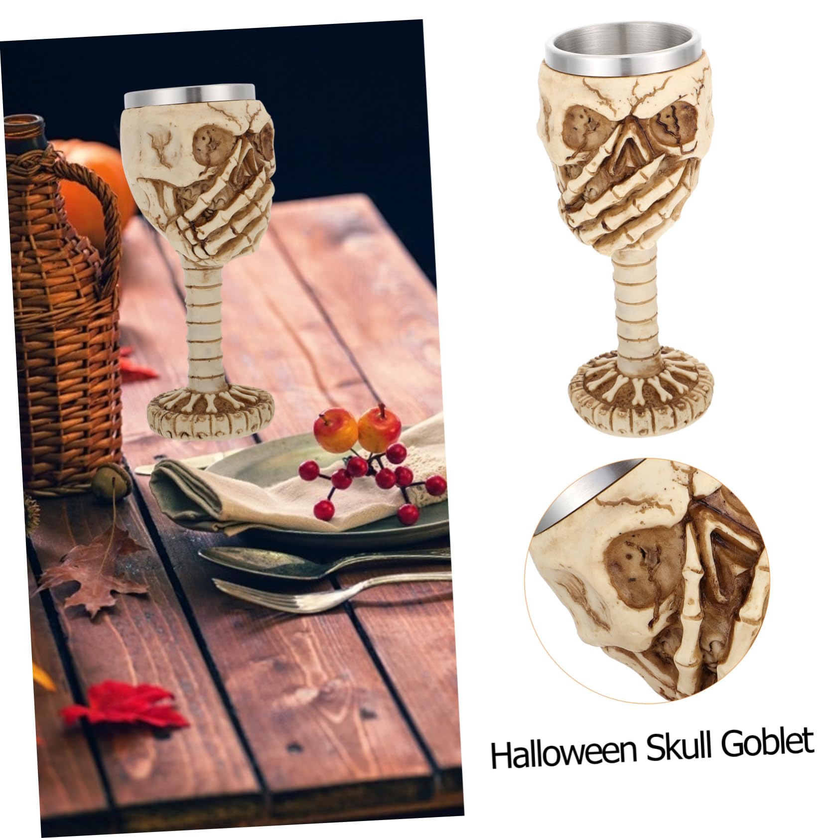 Cabilock 2 Tazas De Acero Inoxidable Con Esqueleto Humano Hervidor De Agua Figura Macabra De Terror Taza De Bebida De Esqueleto Taza Bonita Vaso De Vino Gótico Copas De Mano De
