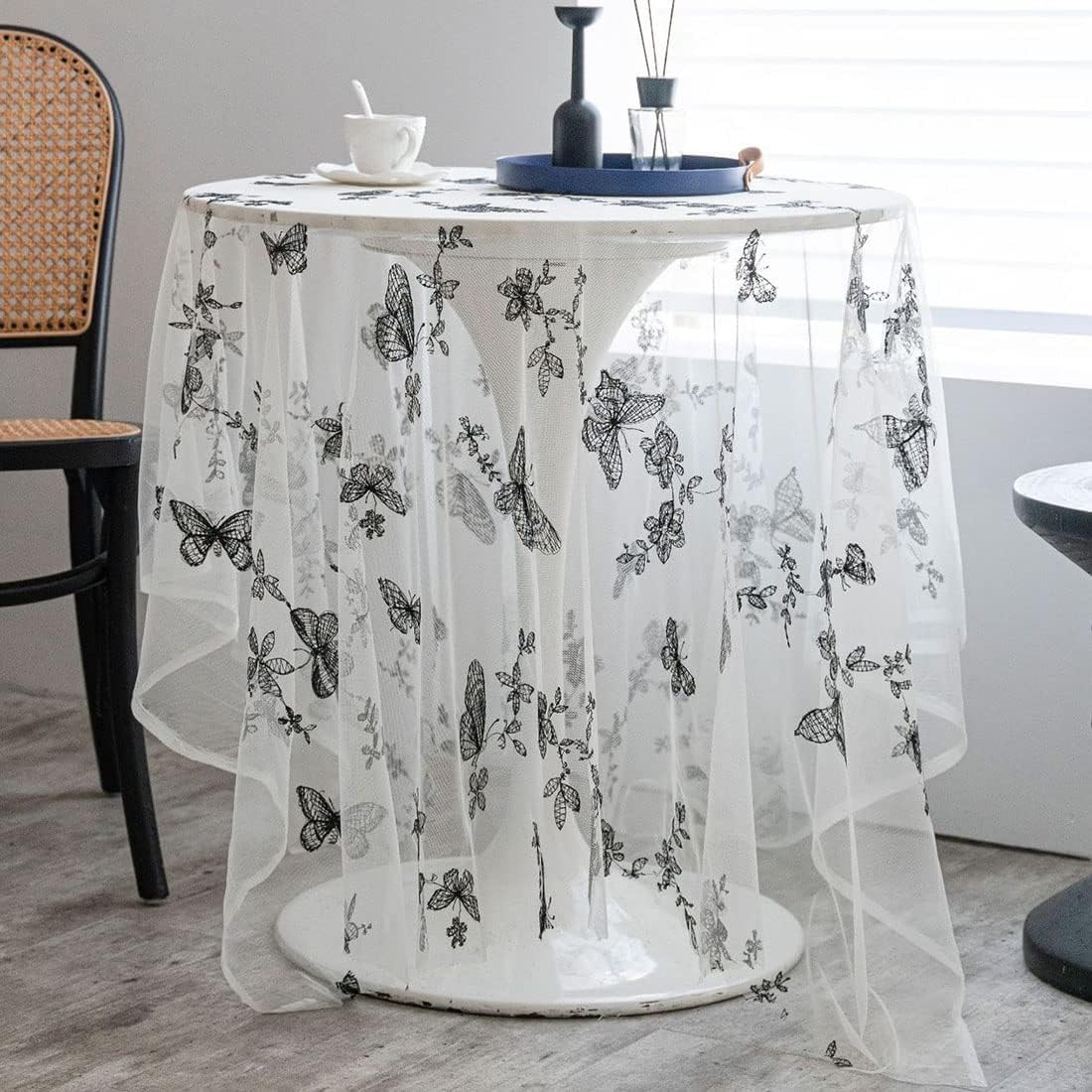 vctops Cherry Embroidery Lace Tablecloth Embroidered Lace Table Cover Overlay for Party Wedding Kitchen Dining Home Decorations (Cherry, 59"x118")