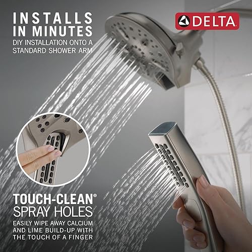 Miniatura 6 de Delta Faucet 5-Spray In2ition - Cabezal de ducha de mano doble 2 en 1 con manguera, cabezal de ducha de mano con acoplamiento magnético, cabezales