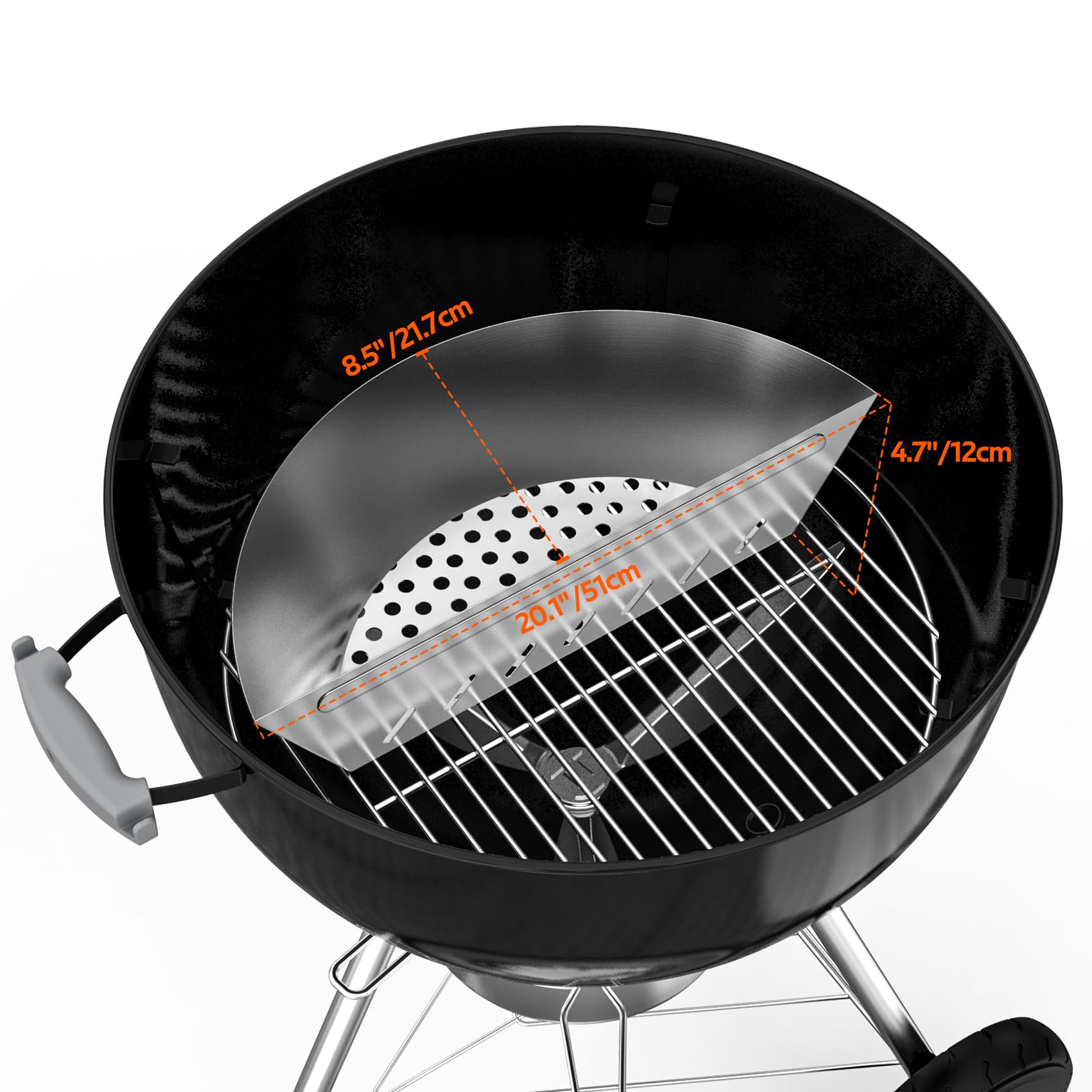 Onlyfire Cesta de Acero Inoxidable para Carbón, Briqueta de Carbón de Leña/Soporte de Combustible de Carbón para Parrilla de Carbón Weber 57/67 cm