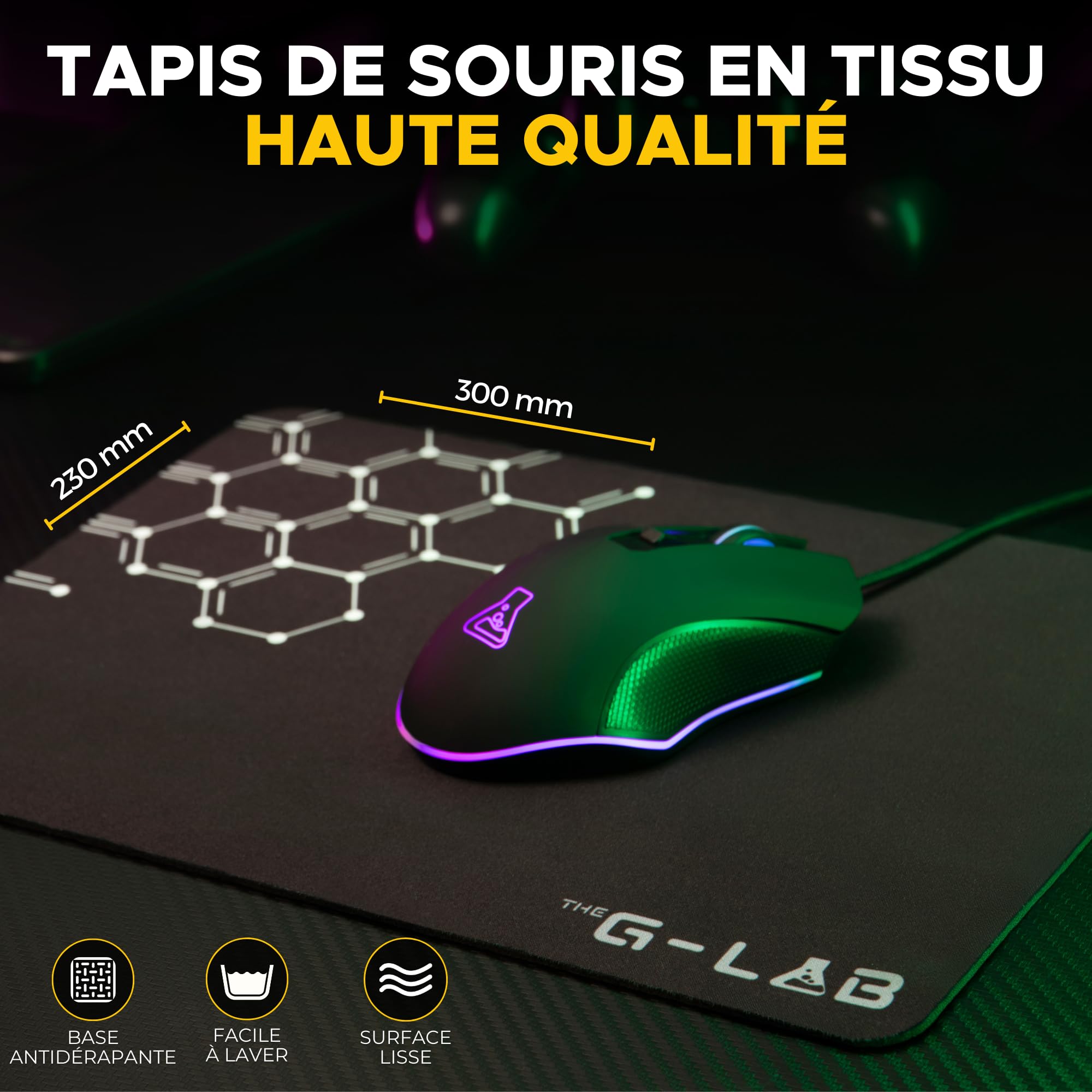 The G-Lab - Combo Hélium - Ensemble Gaming 3 en 1 - Clavier Gamer Azerty Rétroéclairé, Souris Gamer 6400 Dpi, Tapis De Souris Antidérapant - 6 Touches Anti-ghosting - Pack PC/PS4/PS5/XBOX
