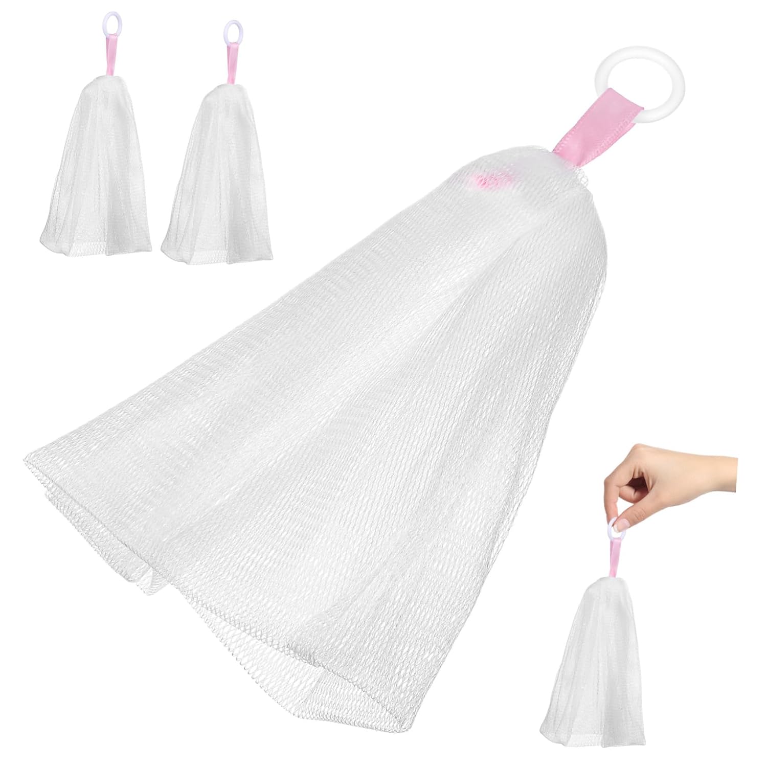 3pcs Net for Soap Face Wash Holder Soap Pe Easy Storage Drawstring for Facial Cleansing