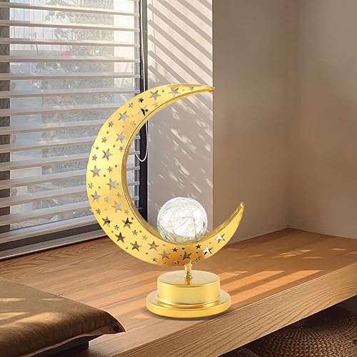 Miniatura 7 de Eid Crafts Luz nocturna Ramadán Mubarak luz de luna islámica decoración de mesa Eid Mubarak luna estrella, adornos de regalo para musulmanes,