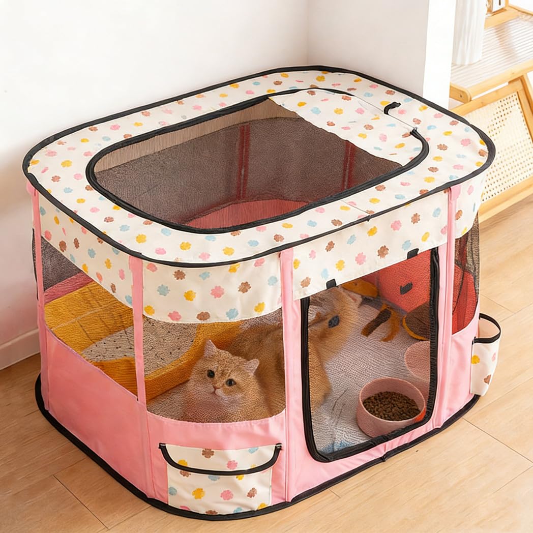 Floving Draagbaar hondenhok,huisdierenhek,opvouwbaar,rechthoekig,scheurzaal, kattenmand,kattenhok,puppyhuis,kennel,gesloten huisdiertent,grijs (L/90 * 70cm Floving Draagbaar hondenhok,huisdierenhek,opvouwbaar,rechthoekig,scheurzaal, kattenmand,kattenhok,puppyhuis,kennel,gesloten huisdiertent,grijs (L/90 * 70cm
