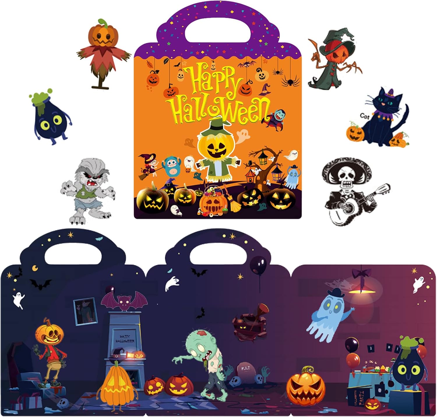 Halloween Sticker Book for Kids 24, Reusable Sticker Toys