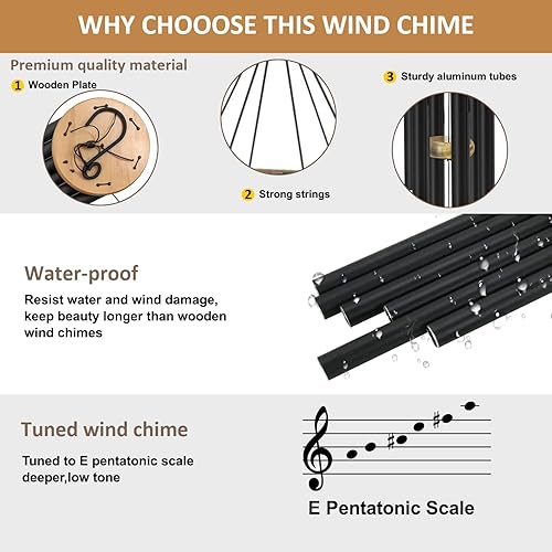 Miniatura 35 de Wind Chimes for Outside, 30 Inch Memorial Windchimes for Loss of Loved One Engrave Tree of Life, Sympathy Wind Chimes Gifts, Garden Home Yard