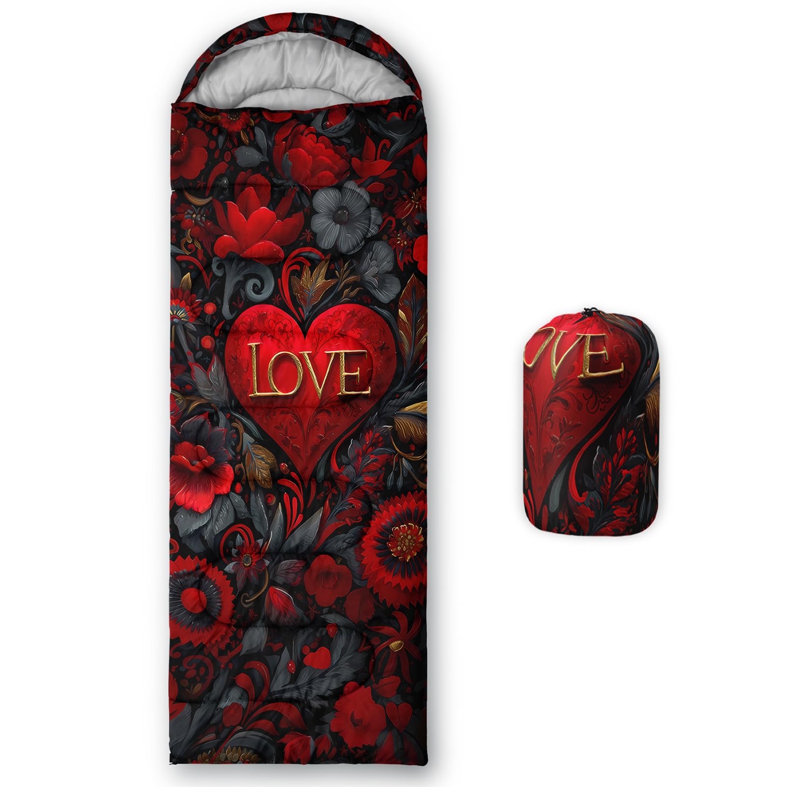 QOOMO Ball Flower Camping Sleeping Bags,3 Season Warm &amp; Cool Weather,Lightweight,Waterproof Sleeping Bags for Adults &amp; Kids,Traveling,and Outdoors,Camping Gear Equipment
