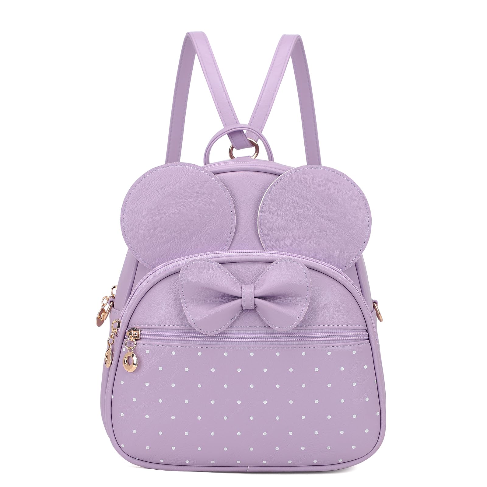 Girls Bowknot Mini Backpack Mouse Ear Polka Dot Convertible Shoulder Purse