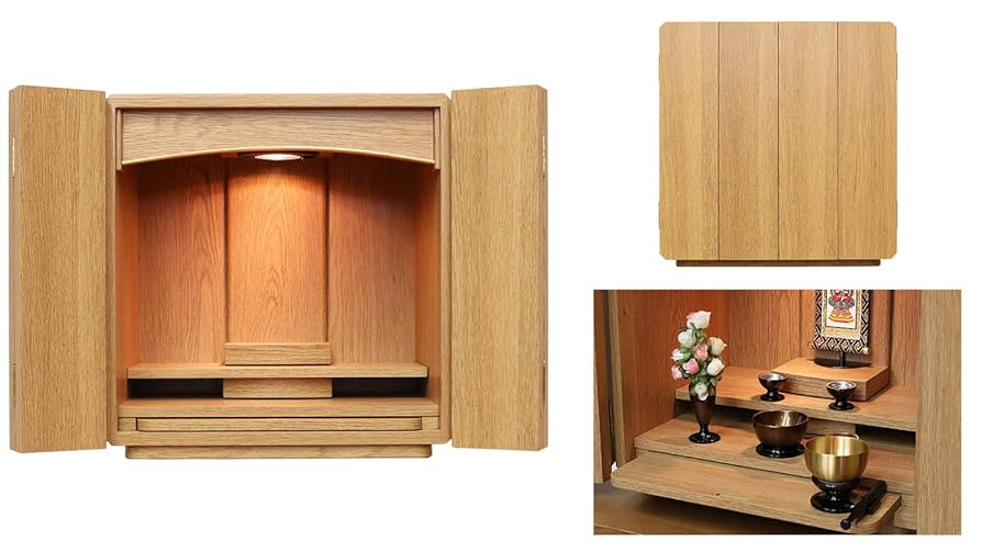 小さい　コンパクト　ミニ　仏壇　祭壇 楽天市場】【ミニ仏壇】現代仏壇 エラン ライト（樺桜材）高さ