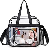 Vista 8 de Bolsas Transparentes Aprobadas para Estadios, Bolsa Tote Transparente + Correa para el Hombro, Bolsa Transparente Grande Gris de gran