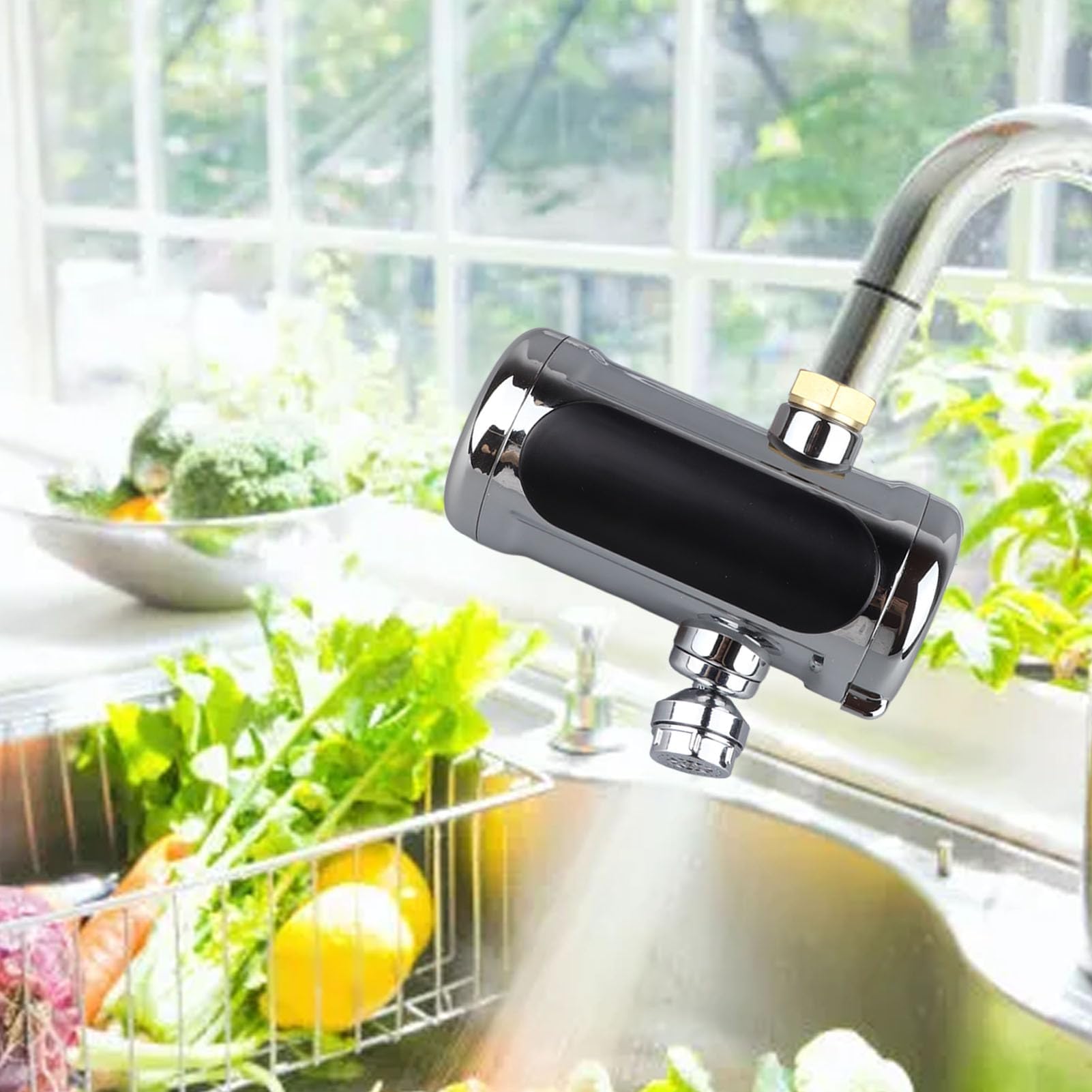 Atyhao Rubinetto dello Scaldabagno, Display a LED, Rubinetto dell'Acqua Calda, Rubinetto dell'Acqua Calda, Rubinetto dello Scaldabagno Rubinetto dell'Acqua di Riscaldamento Elettrico