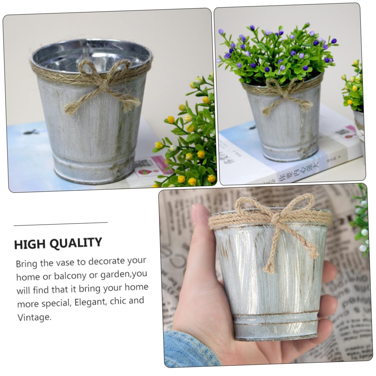 Pot De Fleurs En Tôle De Fer Design Nœud Serrure D'amour - Décoration Jardin Et Intérieur Rustique
