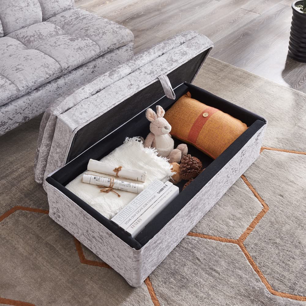 Panana 2 Seater Sofa Bed With Footstool Fabric Sofa Bed with Chrome