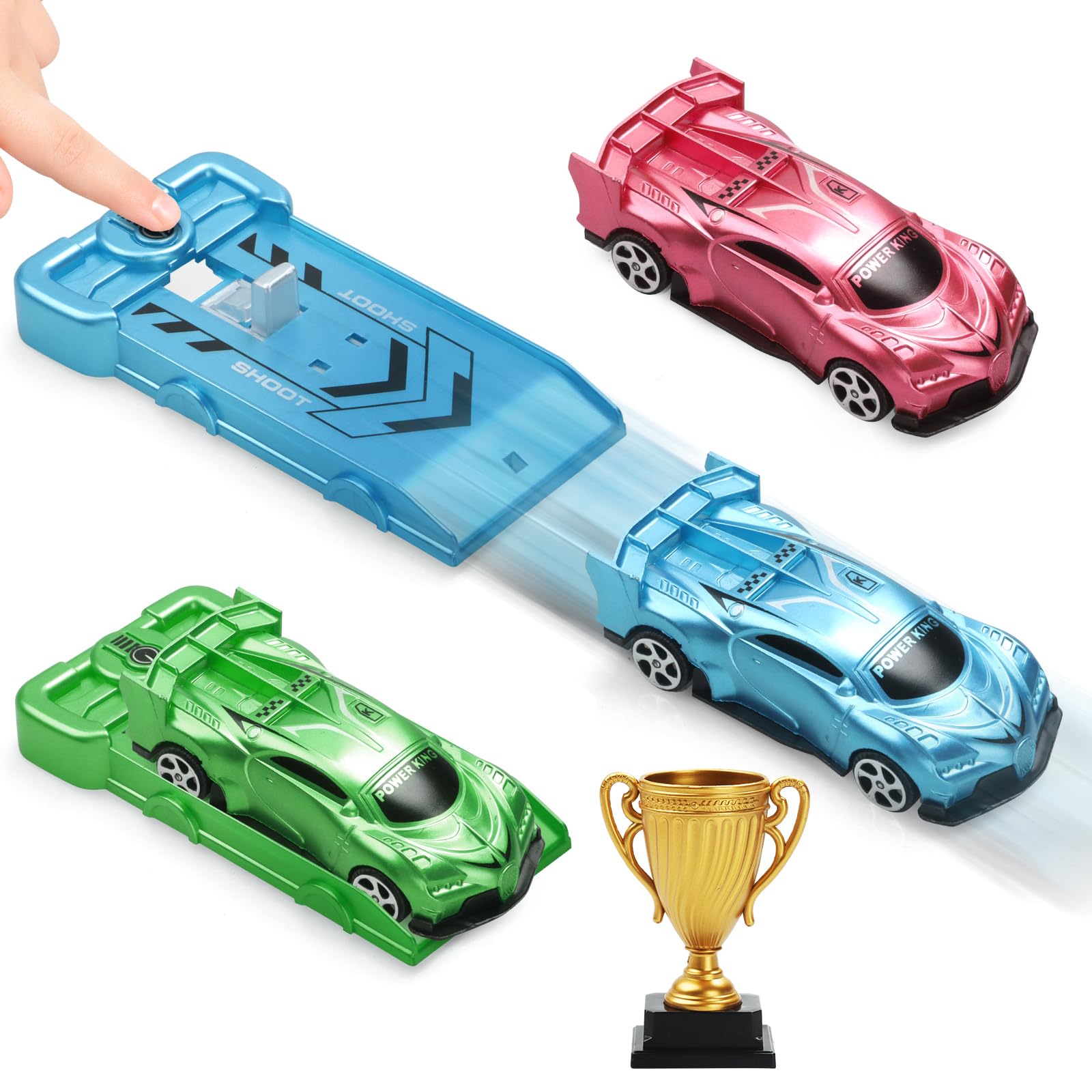 Aooess Race Car Set Toys for 3-8 Year Old Boys: Pocket Size Racecar Launcher for Kids Gifts for 3 4 5 6 7 8 Year Old Toddlers Boys Girls Presents Racers Cars Toy with 3 Fast Speed Racing Cars