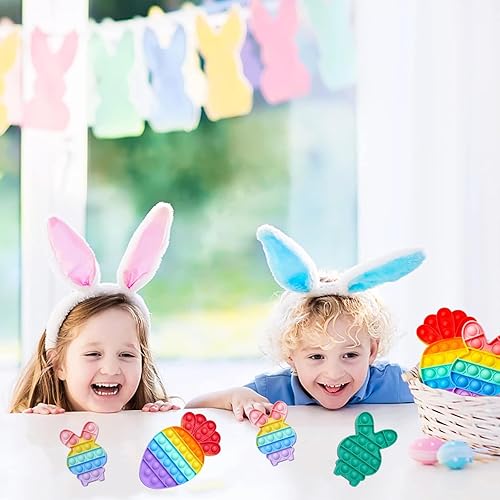 Miniatura 3 de Paquete de 3 juguetes sensoriales para ansiedad de conejo de Pascua, zanahoria y burbujas, paquete de juguetes de rompecabezas, grandes regalos para