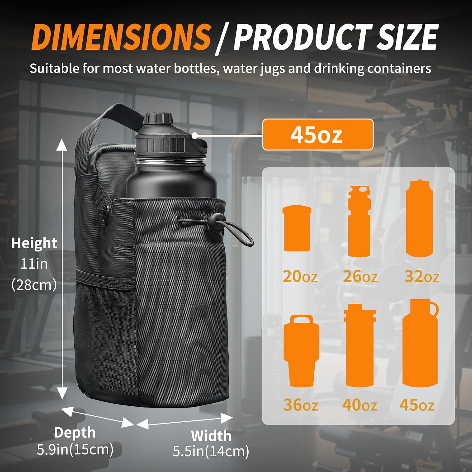 Magnetic Gym Bag for Men and Women, Magnetic Water Bottle Holder with Strap and Phone Pocket, Powerful Magnet Crossbody Bag for Gym Accessories, Gym Gifts for Women and Men(Black, <45 OZ)