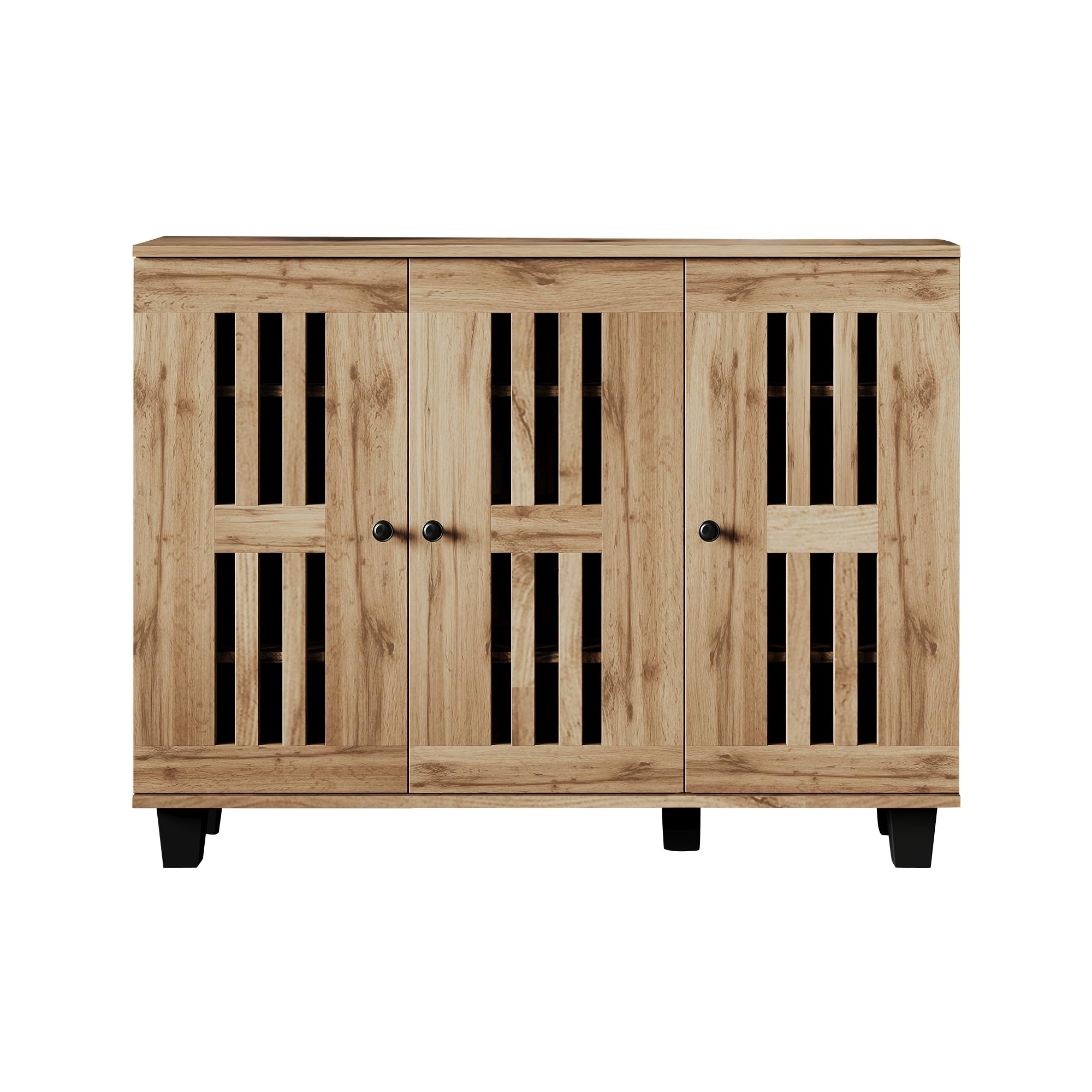 Kebnor Armario lateral, mesa auxiliar para sala de estar, aparador, armario ancho de 3 puertas, 8 compartimentos de almacenamiento divididos. Adecuado para sala de estar, dormitorio, oficina y entrada
