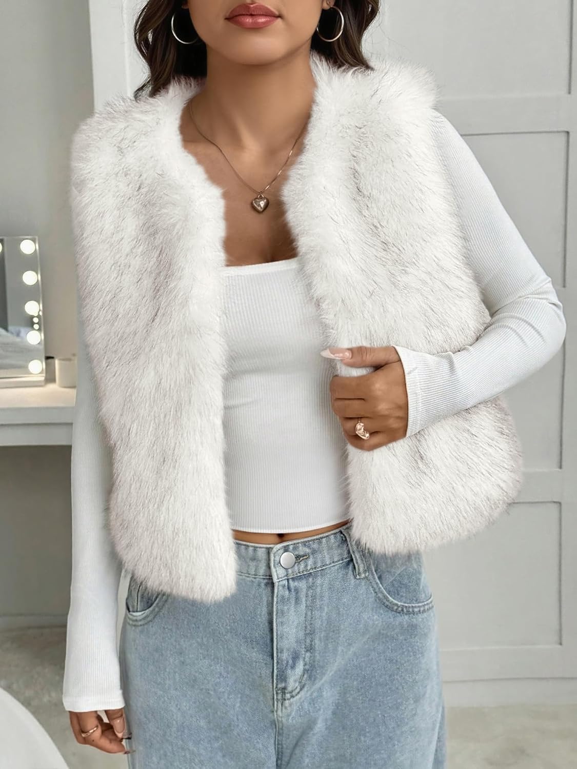 BTFBM Faux Fur Vest Women Fall Fashion 2026 Sleeveless Fuzzy Jacket Fluffy Coats Winter Clothing Furry Outerwear Vests - Image 4