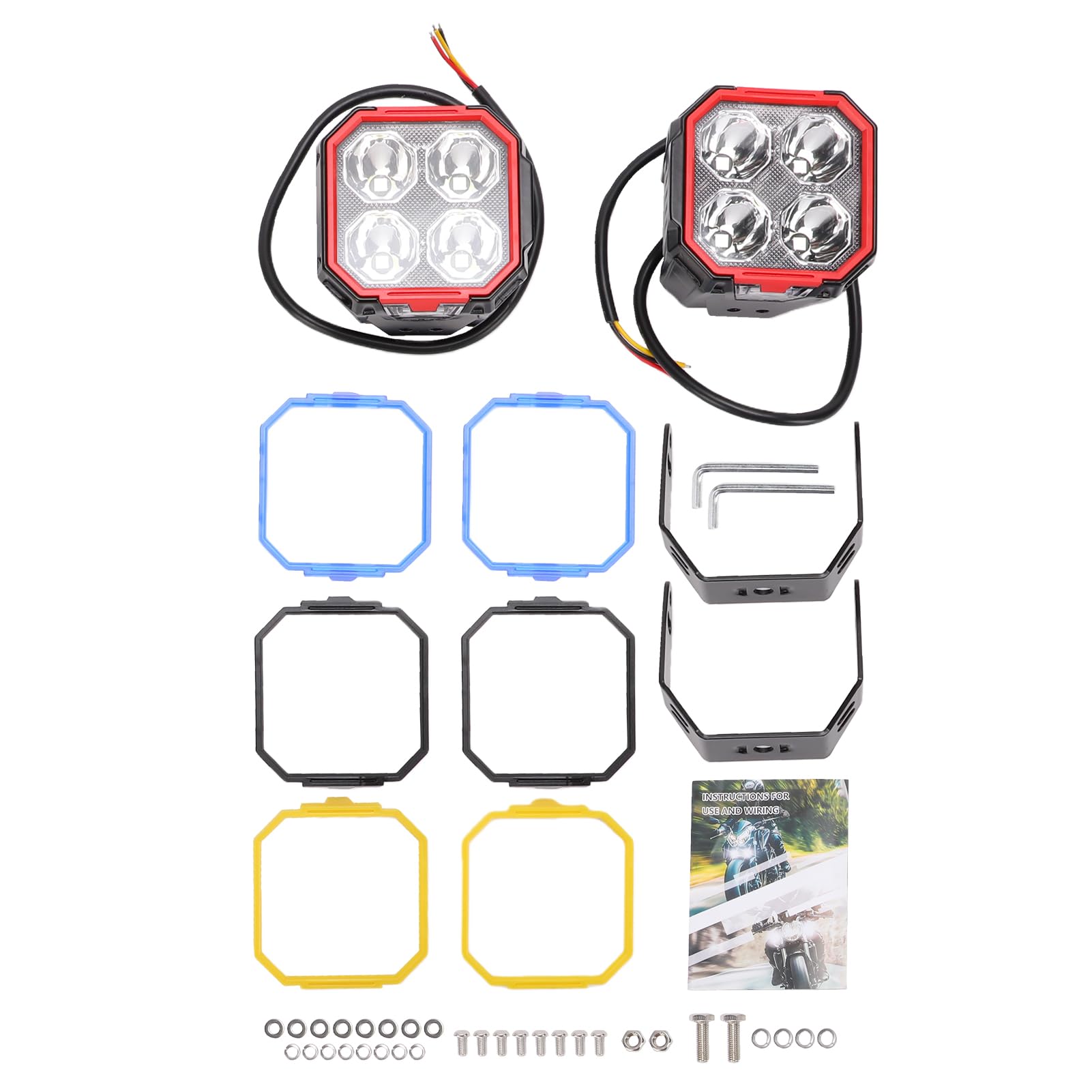 Generic 3-calowe światła Terenowe LED RGB 30000 Lm Ultra Jasne światła Przeciwmgielne 6000 K Spot Beam Flood z 4 Wymiennymi Osłonami do Ciężarówki SUV ATV