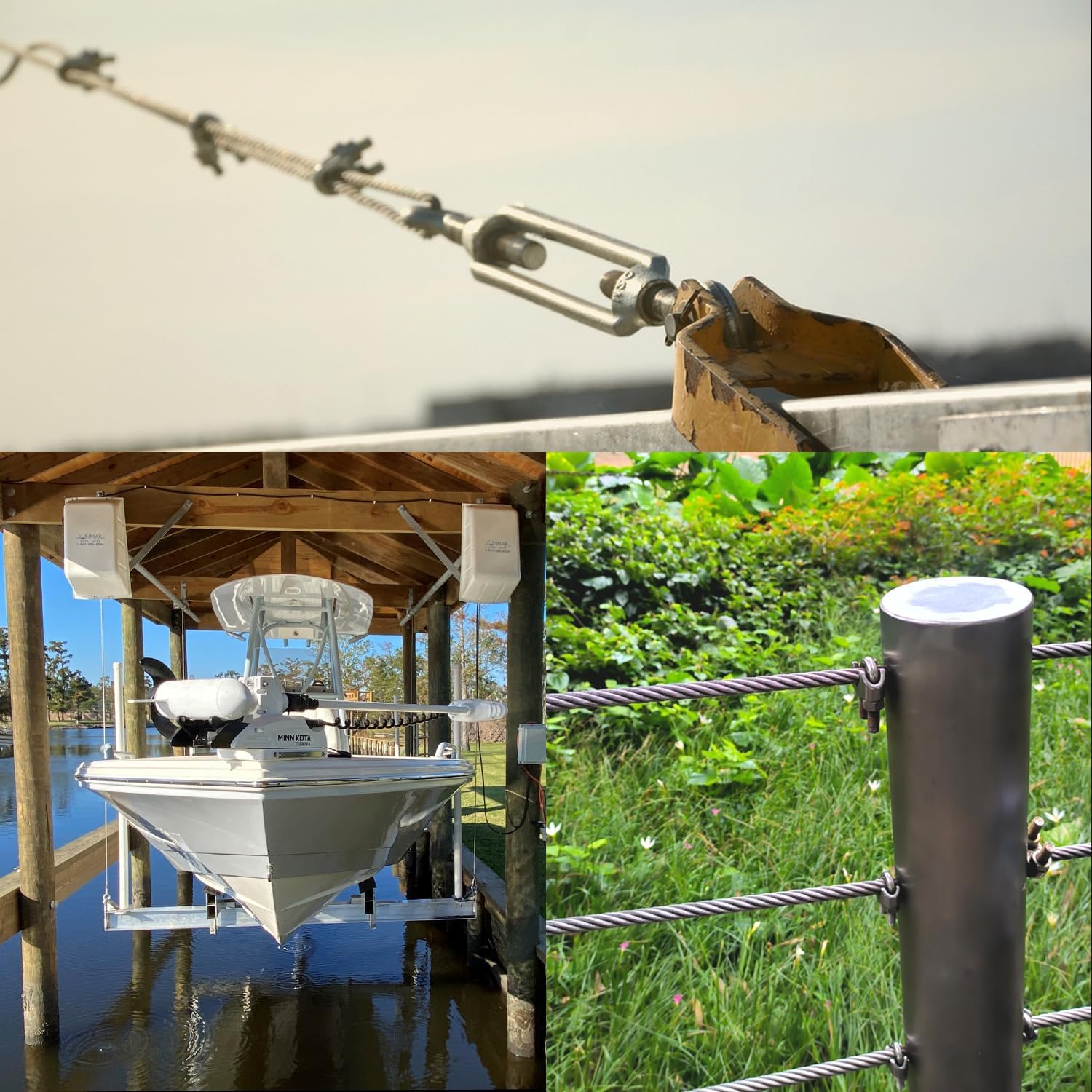 Sunshade Sail Wire, Blue Clothesline Coated Wires, 3/16 Stainless Steel Cable 100ft.