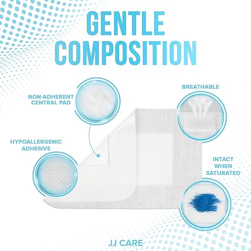 Miniatura 5 de JJ CARE Apósito Adhesivo de Isla Paquete de 50, Gasa Estéril con Borde de 2x3.75 pulgadas, Apósito de Herida de Isla Transpirable, Vendajes de Gasa