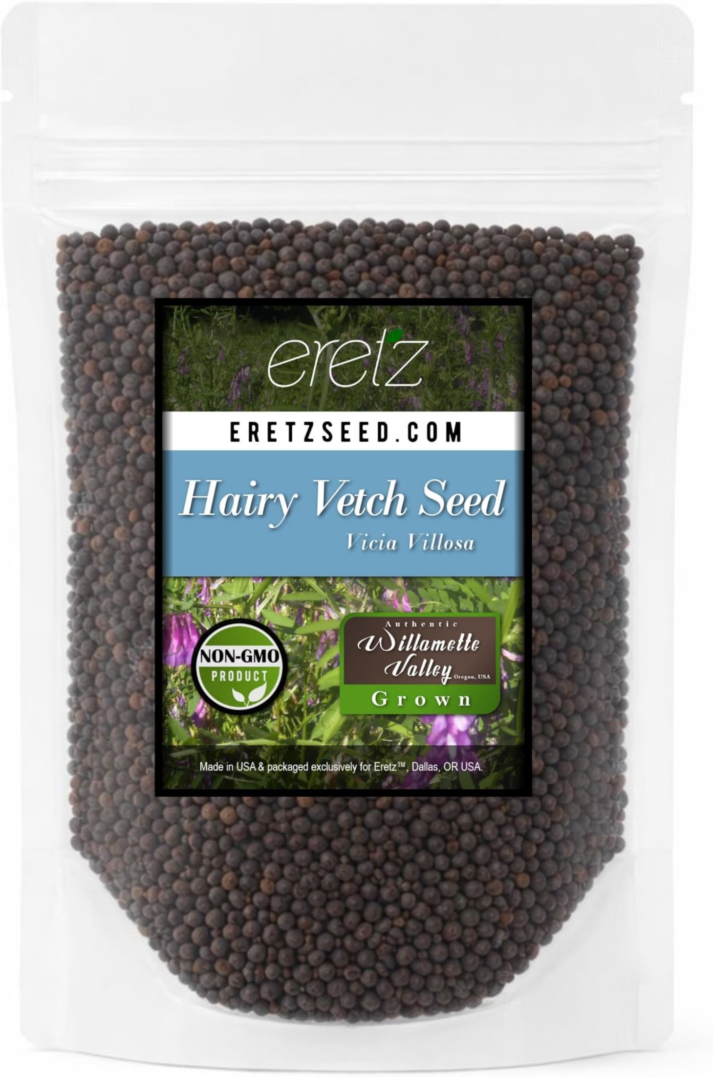 Hairy Vetch Legume Seed by Eretz (8oz) - Choose Size! Willamette Valley, Oregon Grown, Non-GMO, No Fillers, No Coatings, #1 Seed.