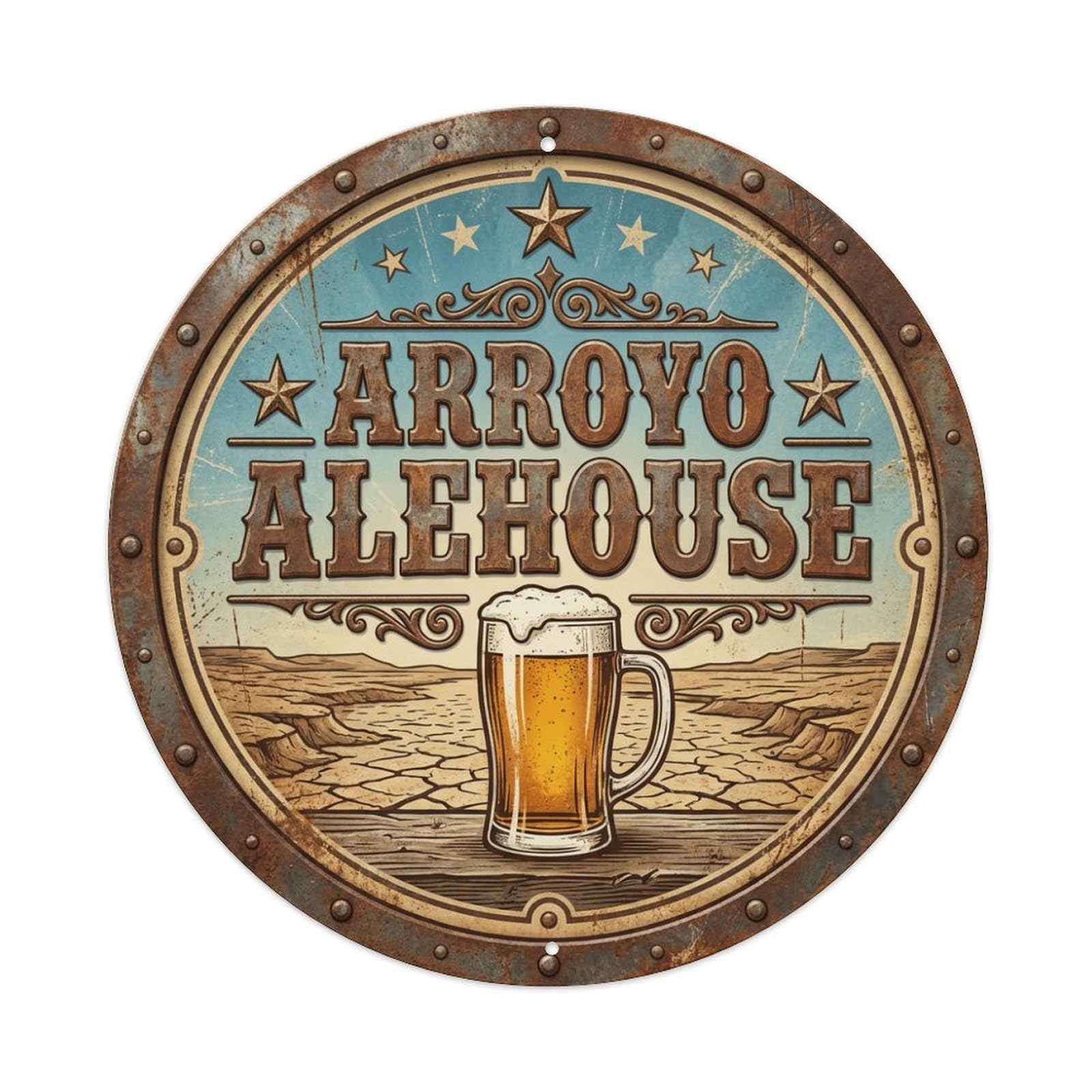 Vintage Beer Western Cowboy Arroyo Alehouse Retro Bar for Metal Tin Sign