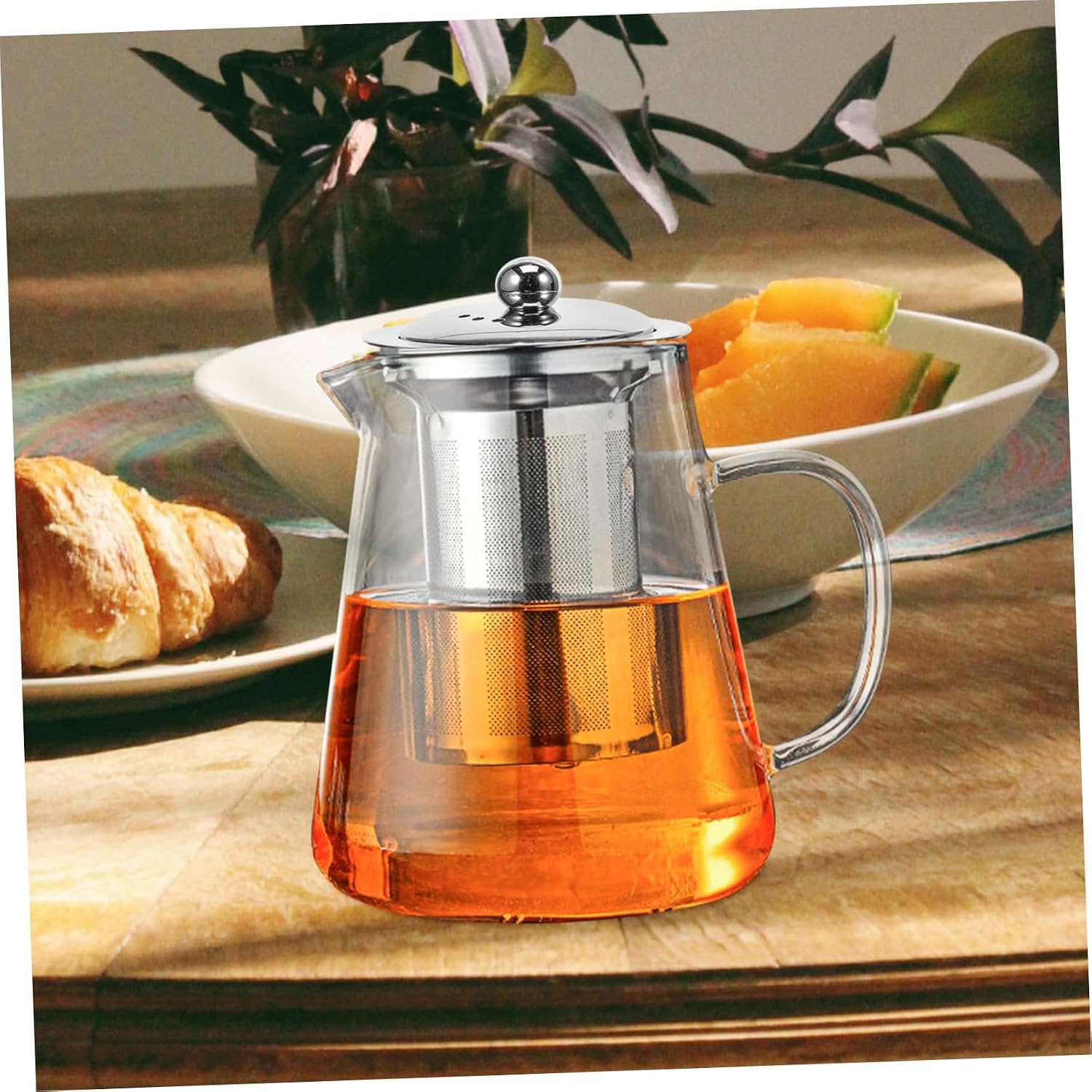 Borosilicate Glass Teapot with Removable Infuser Thickened Heat-Resistant Tea Kettle for Loose Leaf Tea Teapot for Home and Office Use