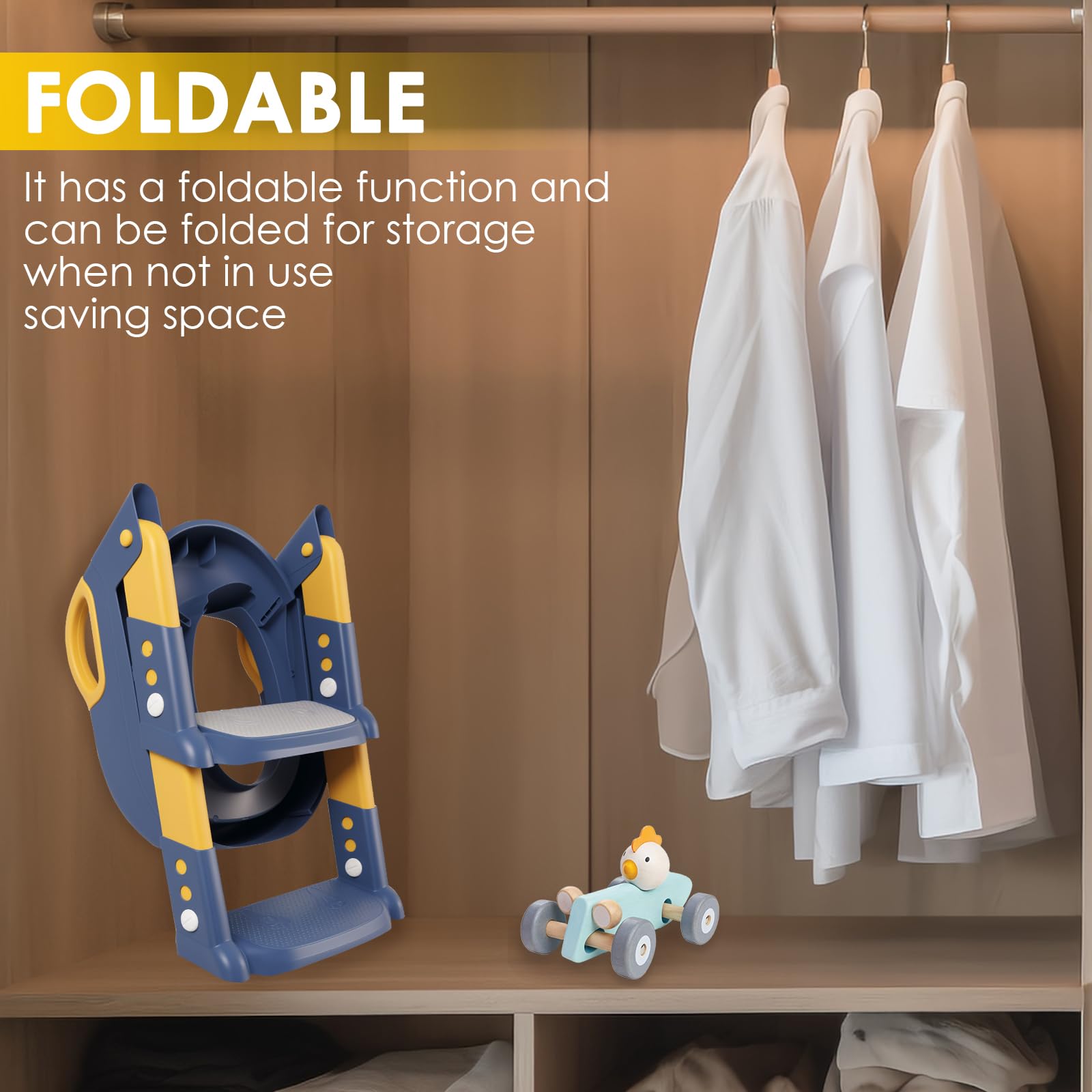 Asiento de inodoro para niños con escalera, 2 en 1 asiento de inodoro para niños con acolchado de PVC suave, altura ajustable, entrenador de inodoro desmontable, resistente a salpicaduras y