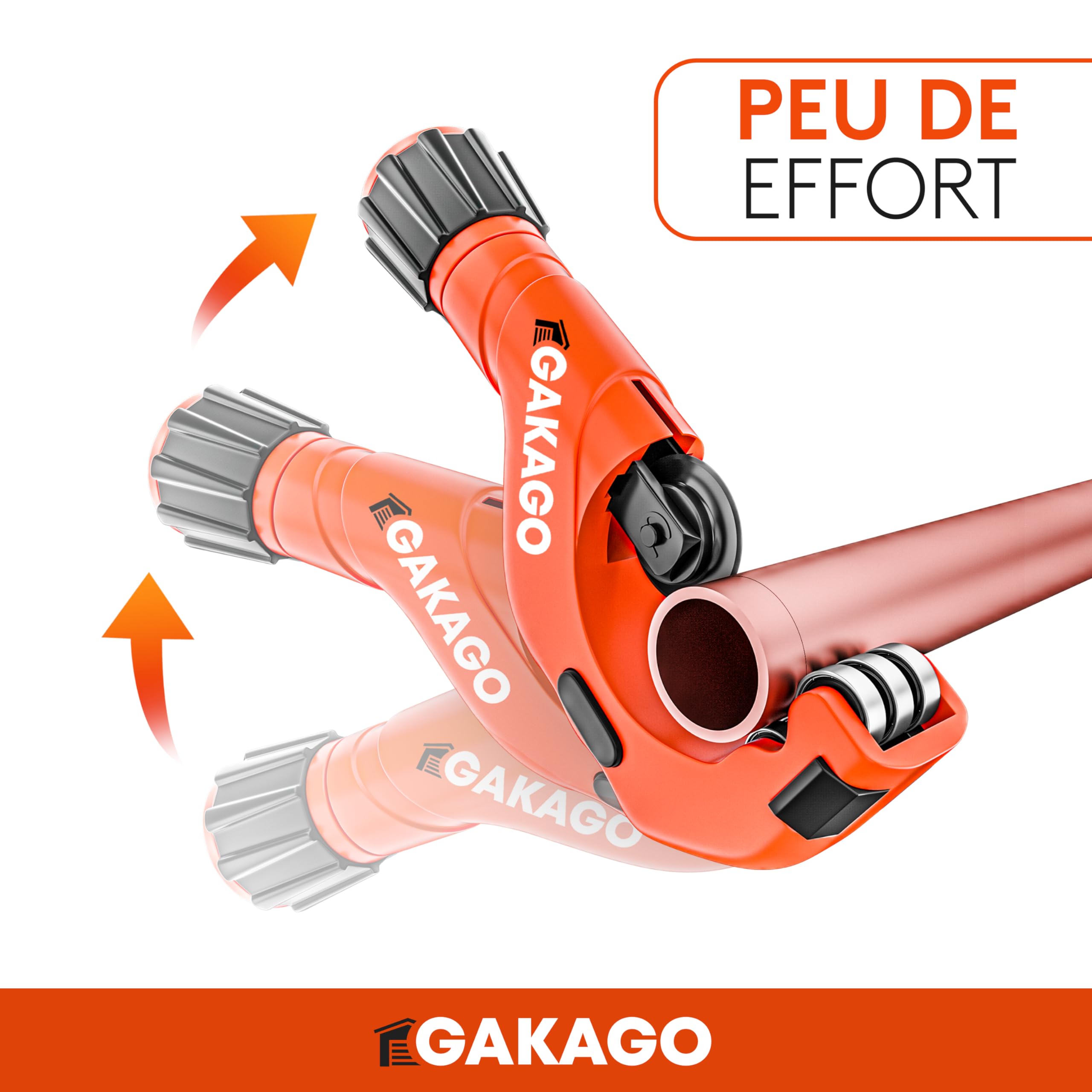 Gakago Coupe-tubes 3-50mm avec ébavureur - coupe-tubes polyvalent pour tous les métaux courants comme l'acier inoxydable, le cuivre, l'aluminium, l'acier ou le plastique (par ex. PVC & PE)
