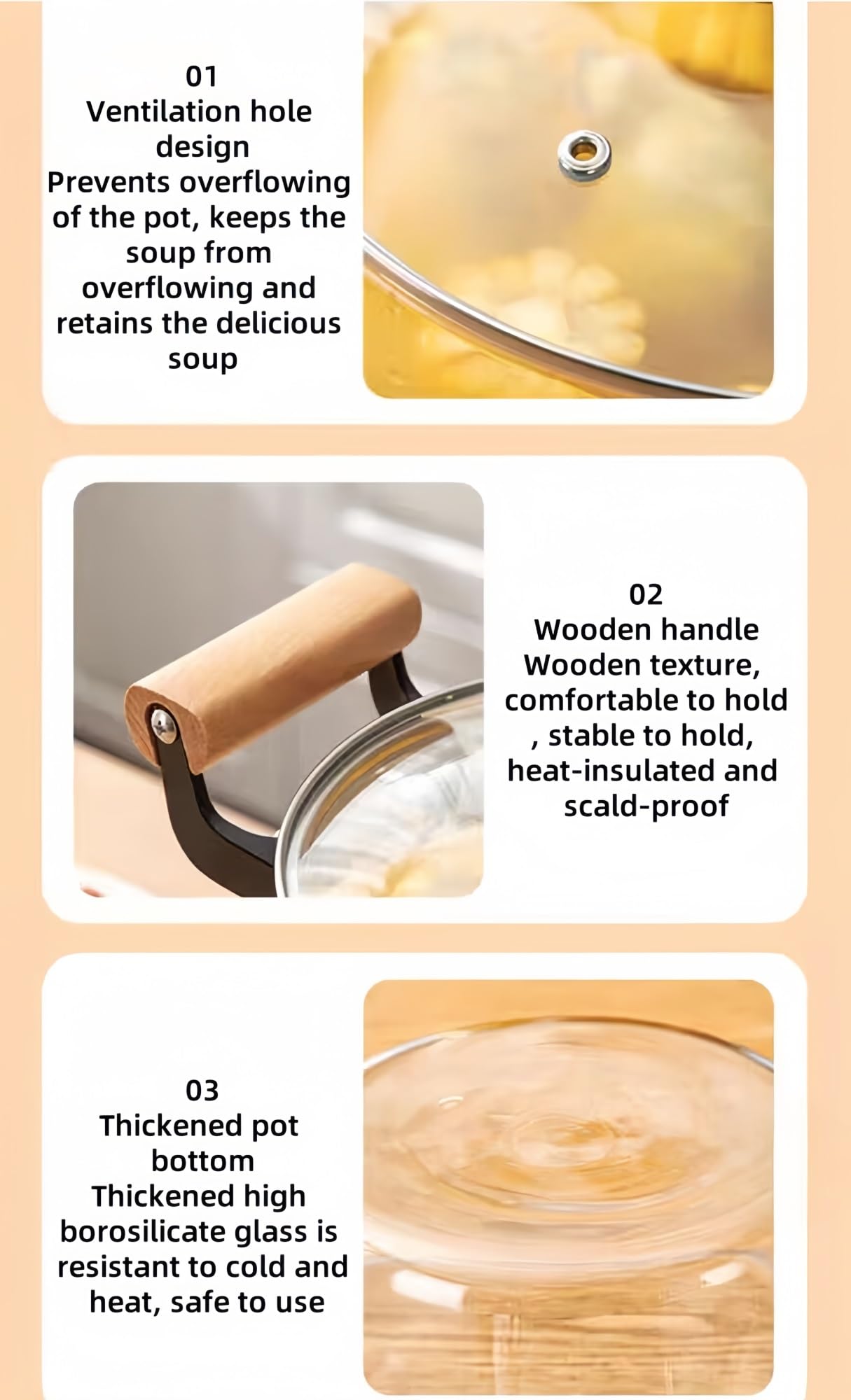 Großer Kochtopf mit Deckel, hitzebeständig, leicht, leicht zu reinigen, gute Wärmeerhaltung, ideal für Nudeln, Nudelsuppe, Milch und mehr, 2,5 l Fassungsvermögen