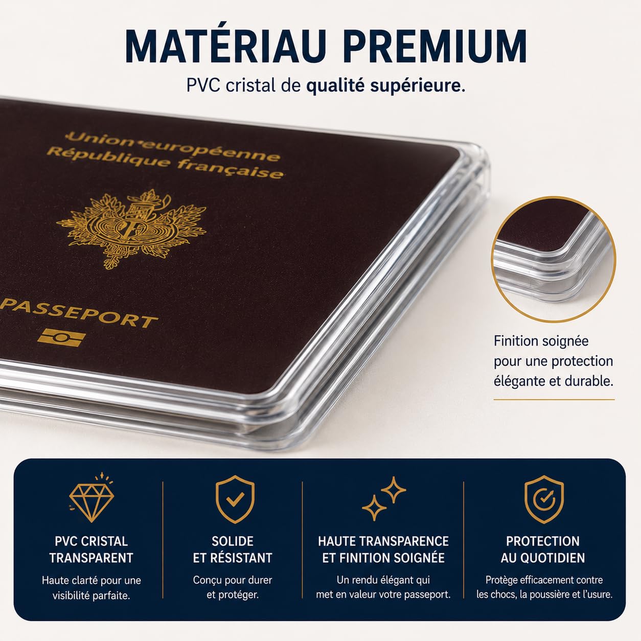 Lot de 2 Étuis Passeport Transparent – Format Européen 13x10 cm – PVC Cristal Haute Qualité – Fabriqué en France – Protection Passeport Souple