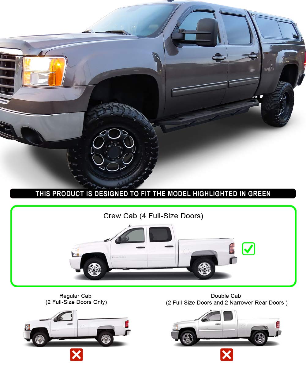 APS 304 Stainless Steel Side Steps Armor Compatible with Chevy Silverado GMC Sierra 1500 2500 3500 2001-2006 Crew Cab & Classic 07 (Nerf Bars Side Steps Side Bars)